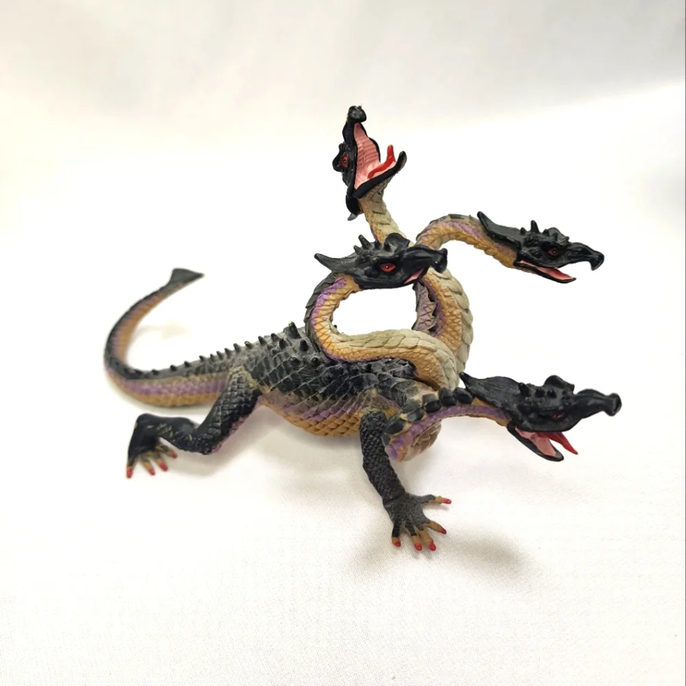 Hydra Multi-Headed Dragon Figurine Black and Tan